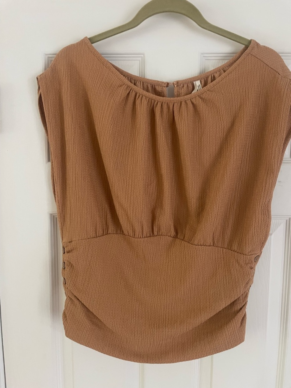 Anthropologie Brown Cap Sleeve Blouse